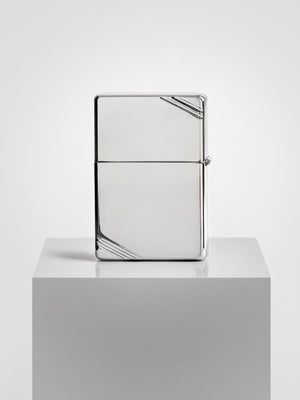 Zippo Vintage Lighter with Slashes - High Polish Silver Finish
