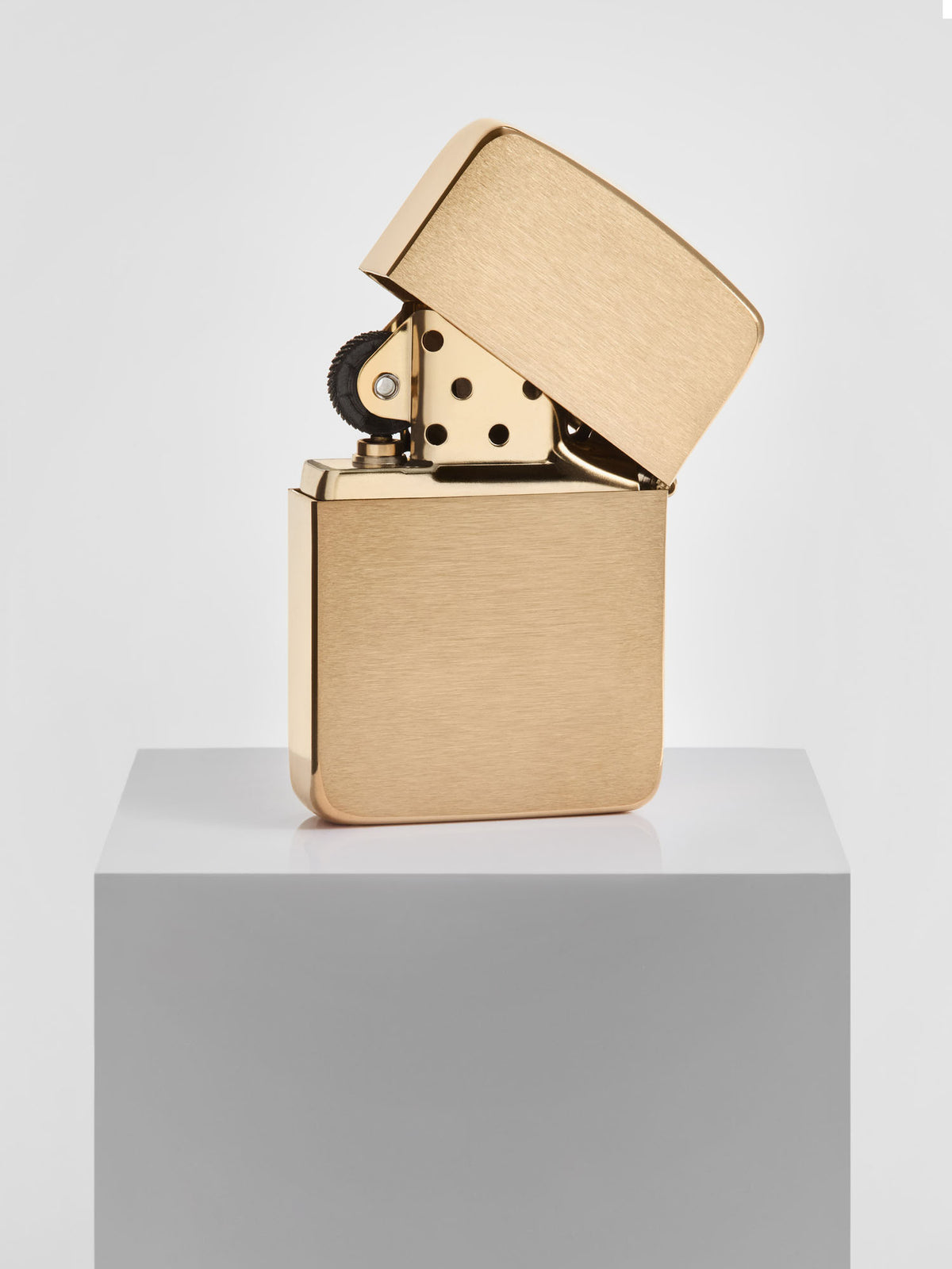 Zippo 1941 Replica Windproof Lighter - Brushed Brass Finish with Top Open  