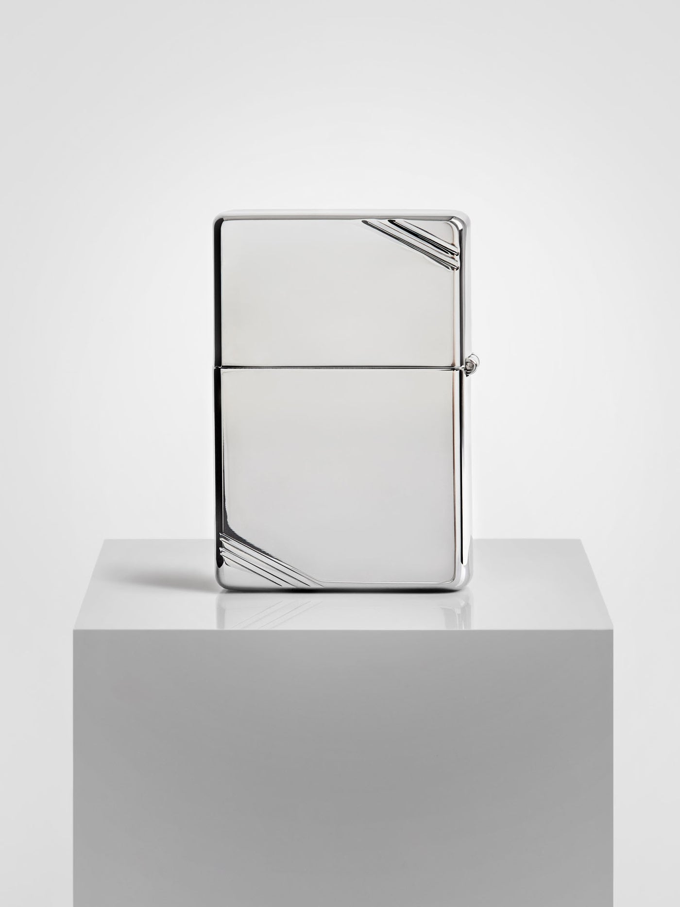 Zippo Vintage Lighter with Slashes - High Polish Silver Finish