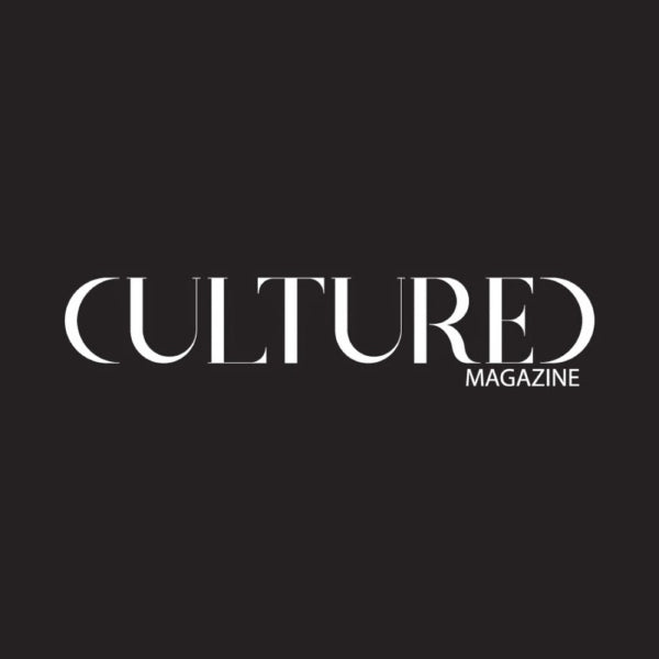 White text reading 'CULTURED' with 'MAGAZINE' underneath, centered on a solid black background.