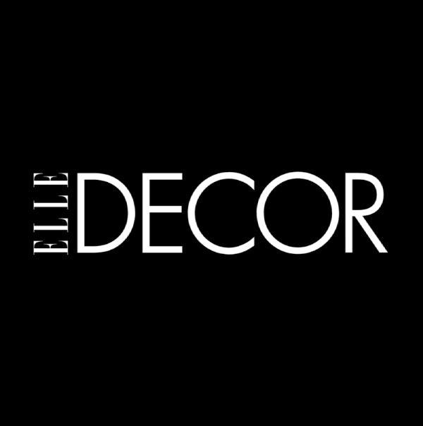 Elle Decor magazine logo in white font on black background