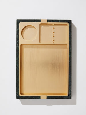 Serra Rolling Tray - Green Marble