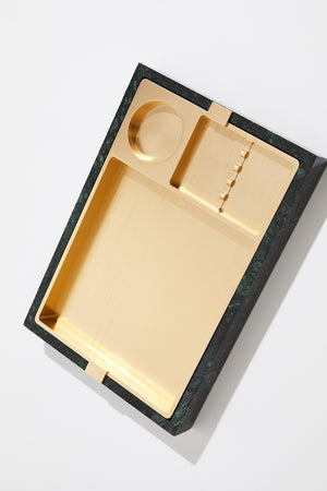 Serra Rolling Tray - Green Marble